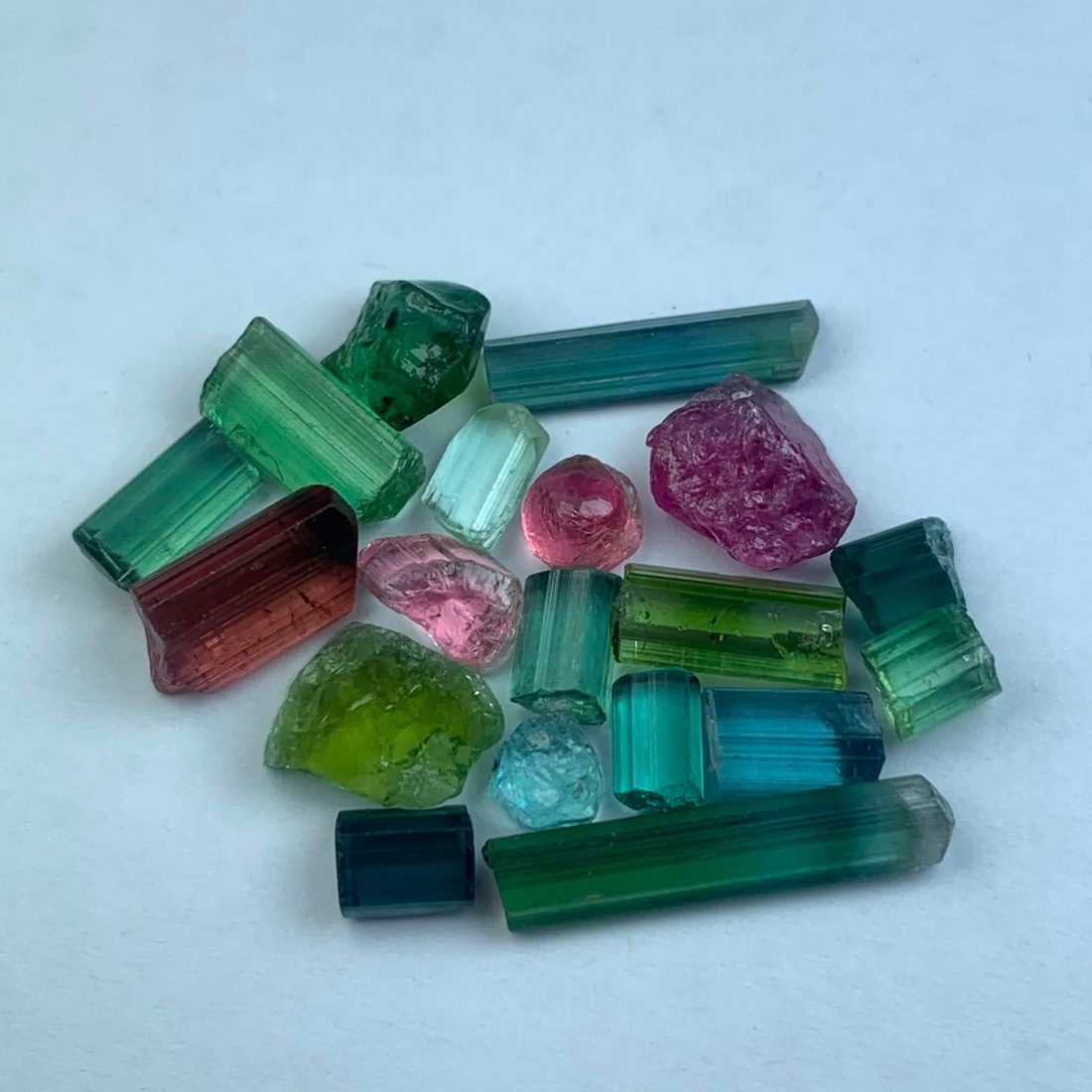 A parcel of rough Ethiopian tourmaline in assorted colours, submitted for evaluation